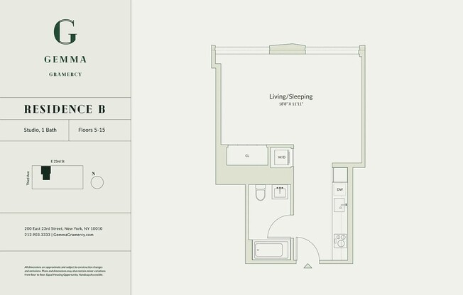 Studio, 1 bath, $5,295, Unit 15B