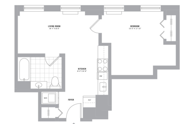 1 bed, 1 bath, 627 sqft, $2,175, Unit 210-1004