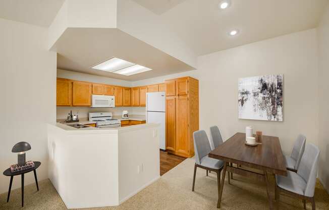 Kitchen and dining room at Arroyo Villa Apartments, Thousand Oaks, 91320