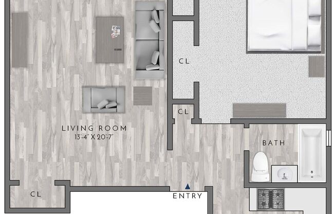 1 bed, 1 bath, 669 sqft, $2,385