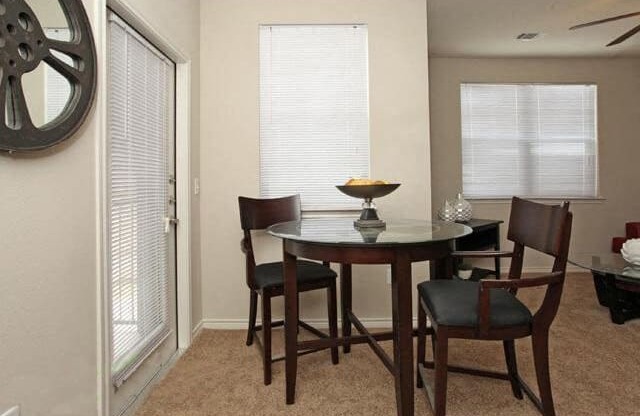 model apartment dining area with furnishings