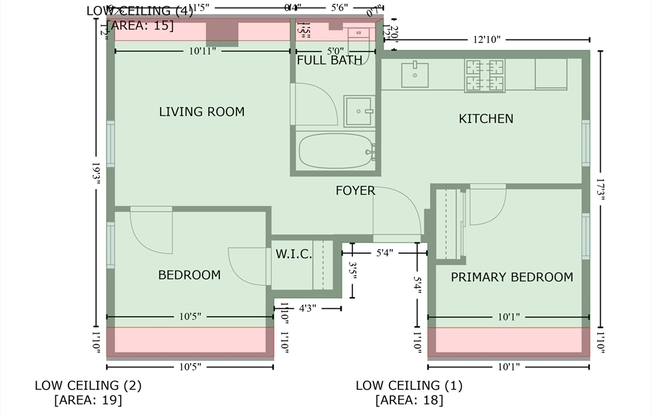 1 bed, 1 bath, 495 sqft, $2,400, Unit 3