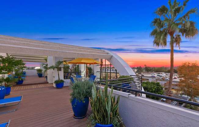 Sundeck view at Palm Royale Apartments, California