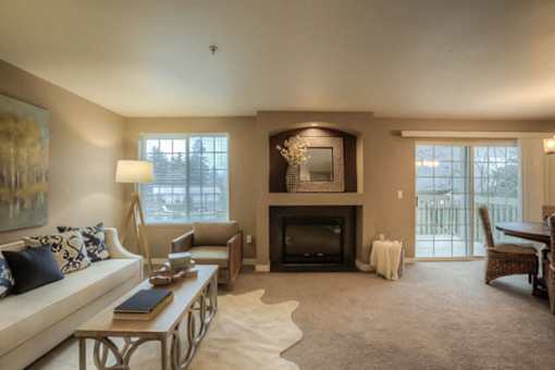 Spacious Living Room at Canterbury Apartments, Puyallup, Washington