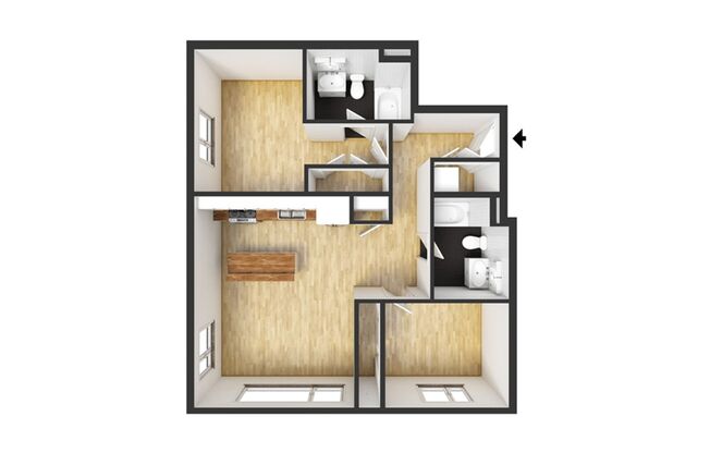 2 beds, 2 baths, 864 sqft, $3,295, Unit 212