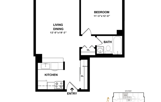 1 bed, 1 bath, 562 sqft, $3,730, Unit A5M