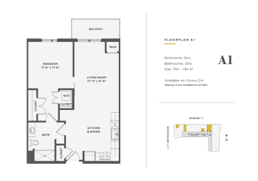 1 bed, 1 bath, 705 sqft, $2,015