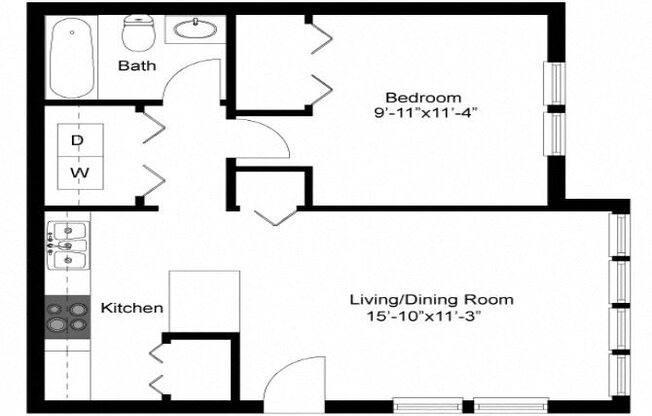 1 bed, 1 bath, 540 sqft, $1,265