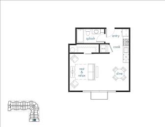 Studio, 1 bath, 505 sqft, $1,480