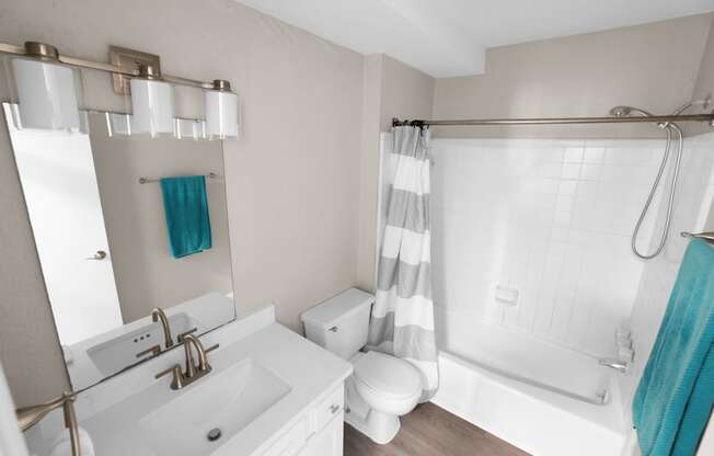 Full bathroom with tub  at Huntington Apartments, North Carolina, 27560