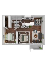 2 beds, 2 baths, 980 sqft, $1,004
