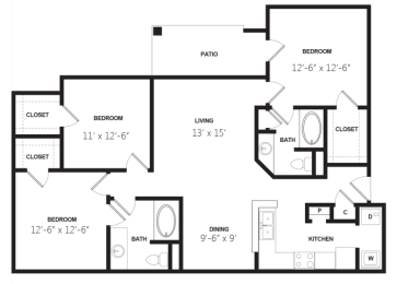3 beds, 2 baths, 1,247 sqft, $1,650