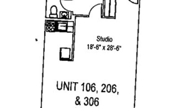 Studio, 1 bath, 487 sqft, $1,250, Unit Fifth 306