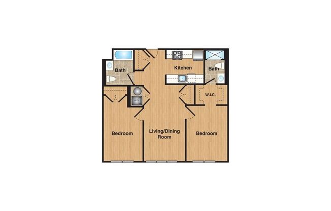 2 beds, 2 baths, 887 sqft, $2,850, Unit 54-206