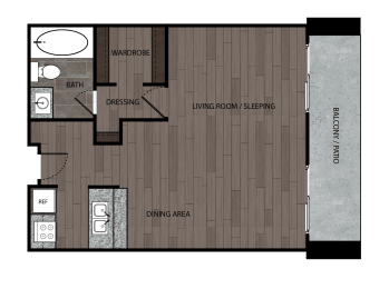 Studio, 1 bath, 505 sqft, $1,725