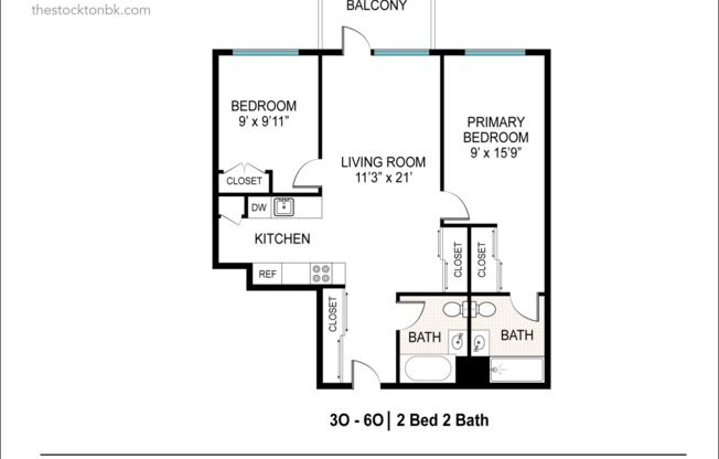 2 beds, 2 baths, $3,900, Unit 6O