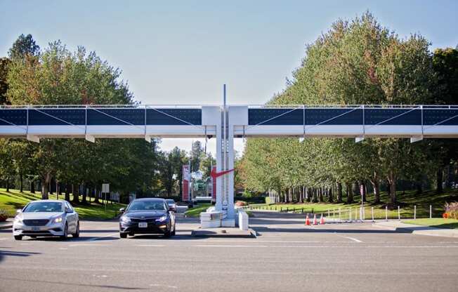 Sunset Crossing Apartments exterior street and gas station