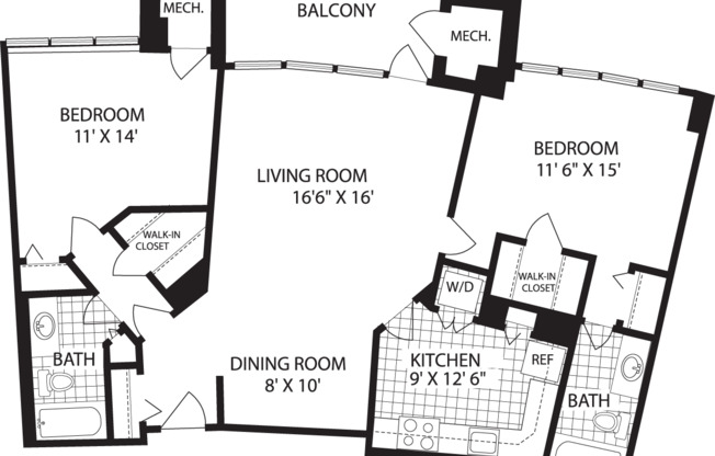 2 beds, 2 baths, 1,155 sqft, $3,638, Unit 0523
