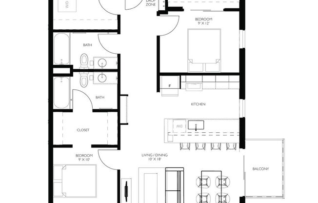 2 beds, 2 baths, 966 sqft, $2,450, Unit 321