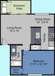 1 bed, 1 bath, 750 sqft, $1,258