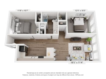 2 beds, 1 bath, 856 sqft, $1,825