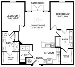 2 beds, 2 baths, 1,198 sqft, $2,199