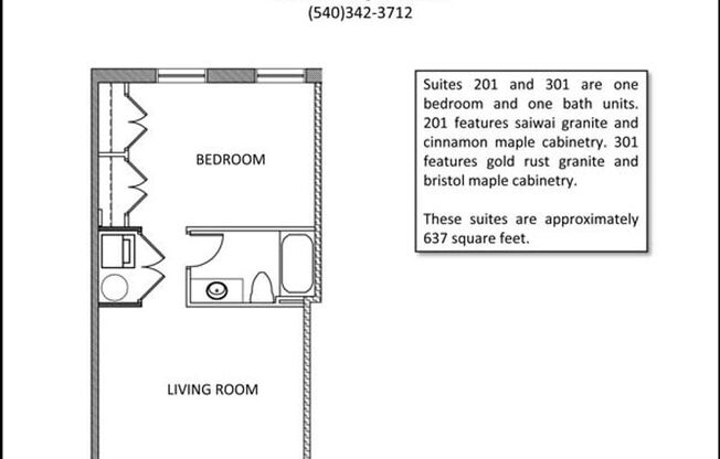 1 bed, 1 bath, 637 sqft, $1,075, Unit 301