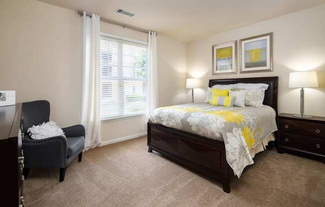 Bedroom With Expansive Windows at Abberly Place at White Oak Crossing Apartments, HHHunt Corporation, North Carolina