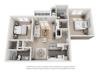 2 beds, 2 baths, 993 sqft, $1,463
