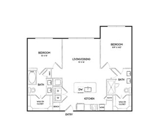 2 beds, 2 baths, 1,004 sqft, $1,999