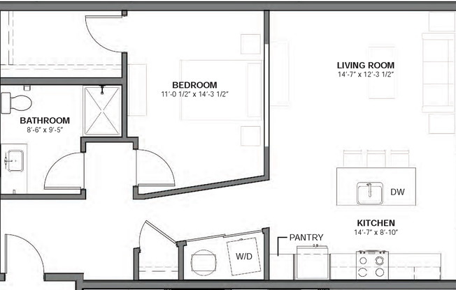 1 bed, 1 bath, 631 sqft, $1,350