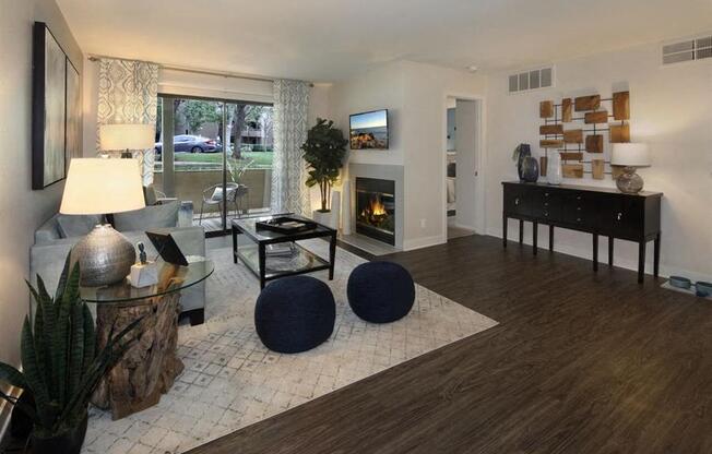 living room with wood-style flooring