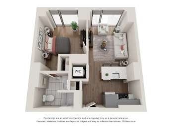 1 bed, 1 bath, 556 sqft, $1,988