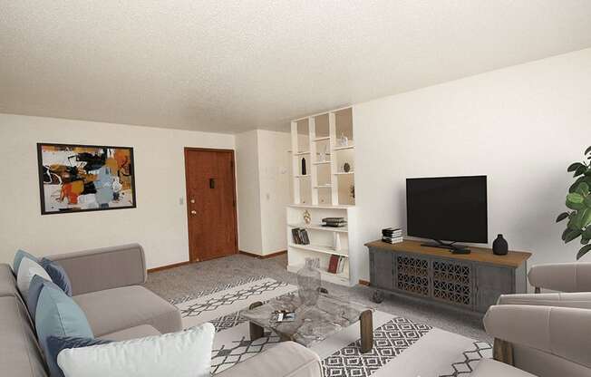 model living room in Interstate Apartments