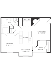 1 bed, 1 bath, 725 sqft, $1,360