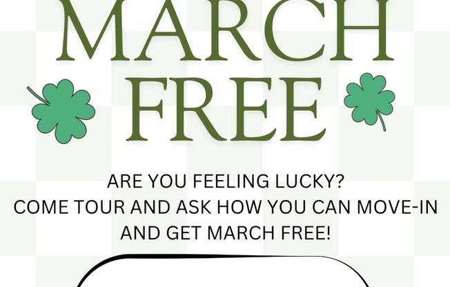 A poster advertising a special offer for March at The Terraces at DeKalb.