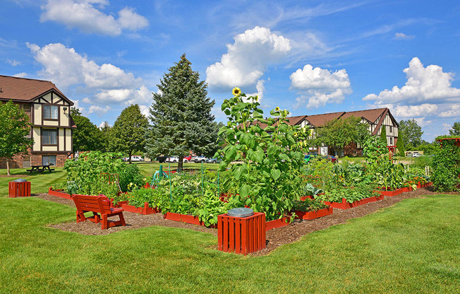 Beautiful Garden Setting at Charter Oaks Apartments, Michigan