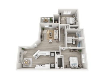 2 beds, 2 baths, 1,040 sqft, $1,290