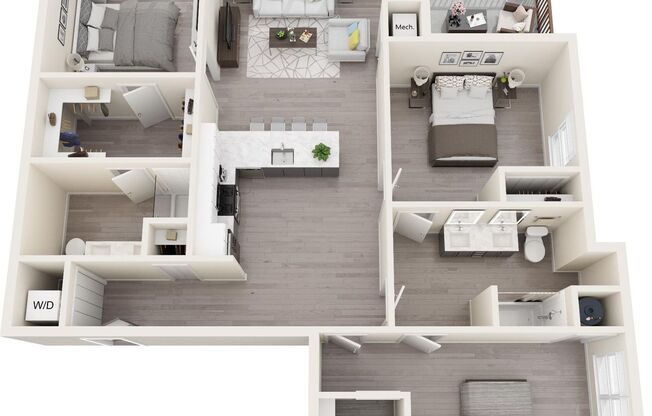 3 beds, 2 baths, 1,353 sqft, $3,665, Unit 402