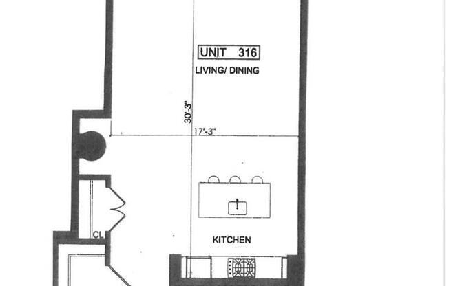 Studio, 1 bath, 843 sqft, $5,100, Unit 316