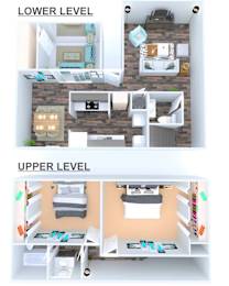 2 beds, 1.5 baths, 955 sqft, $1,195