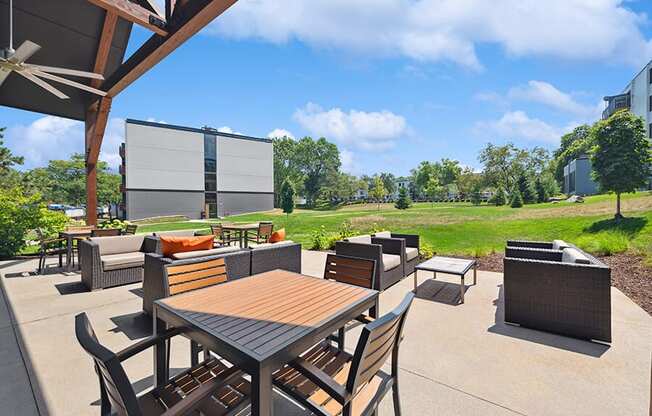 Community Clubhouse Patio Area at Elevate on Parkway Apartments, Burnsville