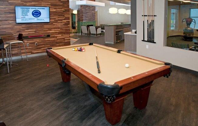 Game Room with Pool Table at Shoreview Grand, Shoreview, MN 55126