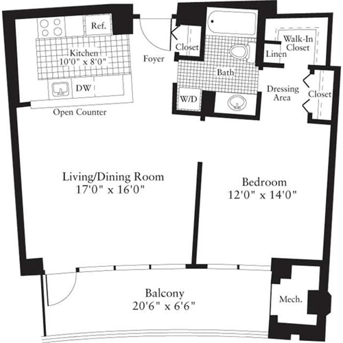1 bed, 1 bath, 720 sqft, $2,417, Unit 0801