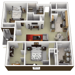 2 beds, 2 baths, 1,210 sqft, $1,430