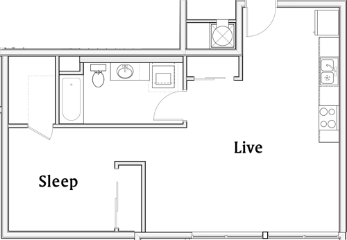 Studio, 1 bath, 678 sqft, $2,231, Unit 606