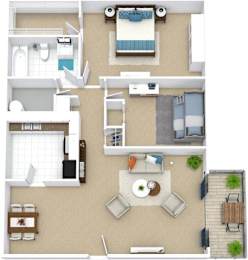 2 beds, 1 bath, 936 sqft, $1,310