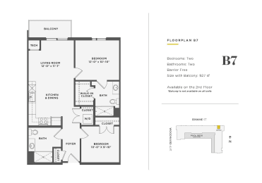 2 beds, 2 baths, 927 sqft, $2,316