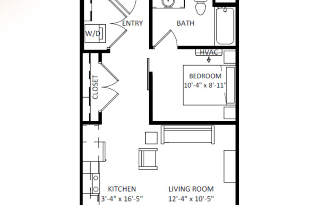 Studio, 1 bath, 612 sqft, $1,605, Unit 5604-107
