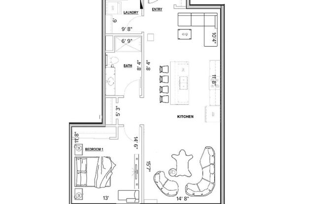 1 bed, 1 bath, 1,060 sqft, $2,375, Unit 402